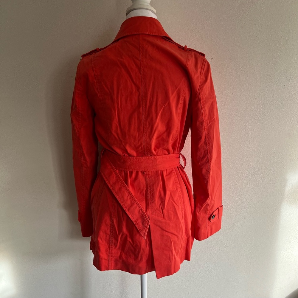 Zara Basic Coral Orange Double-Breasted Trench Co… - image 11